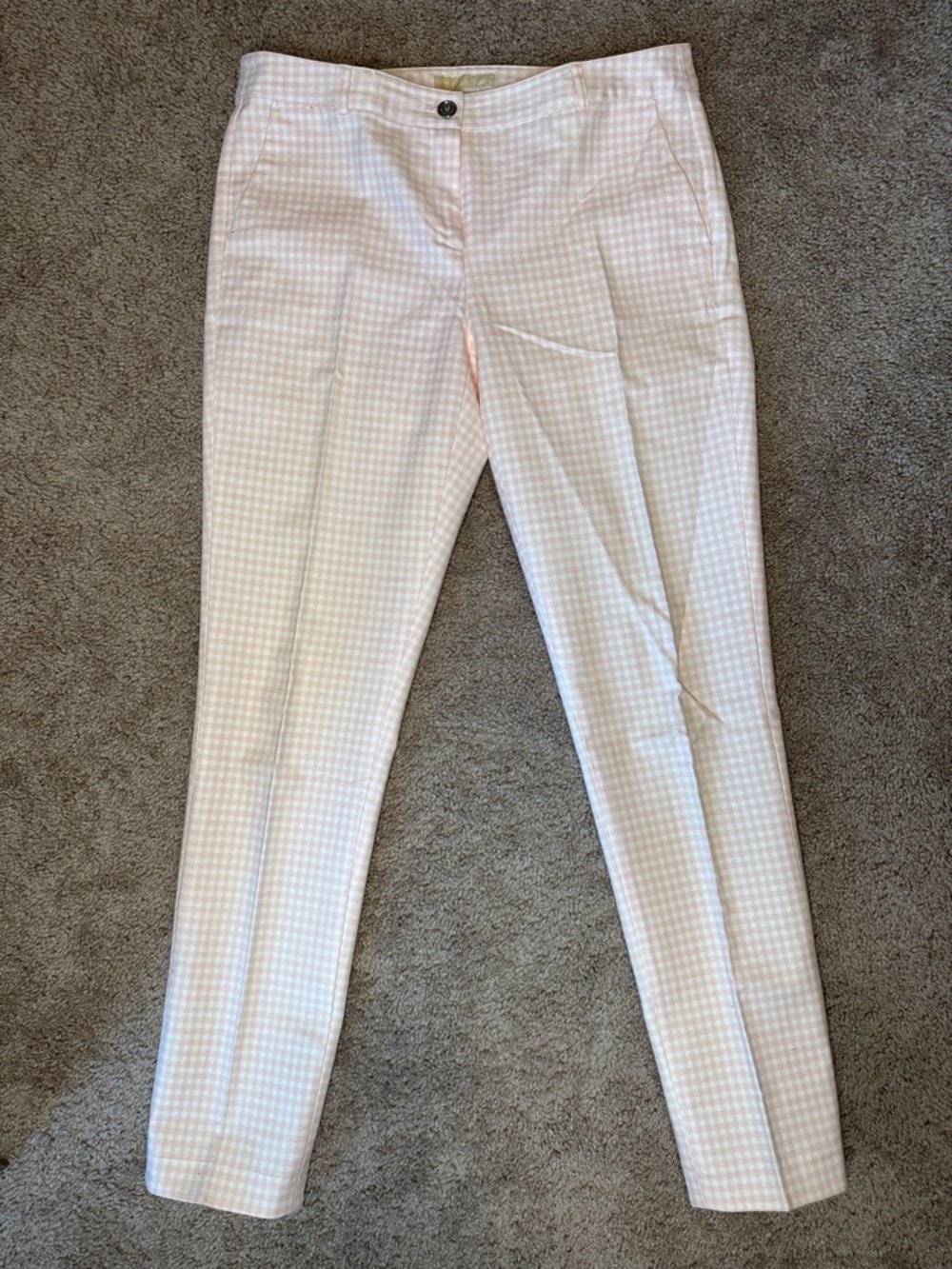 Michael Kors Pink Gingham Straight-Leg Pants
